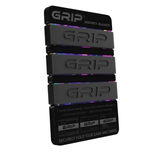 Grip Money Bands (Pack of 3, Black) | Secure Cash & Cards, Slim Silicone Design thumbnail 2