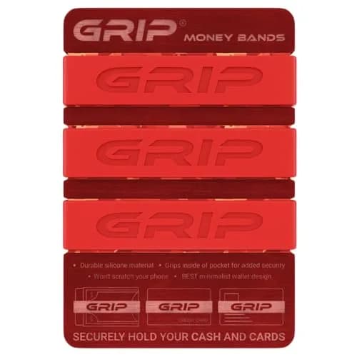 Grip Money Bands (Pack of 3) - Blood Red - Premium Silicone Band for Cash & Cards | Slim & Durable Design thumbnail 1