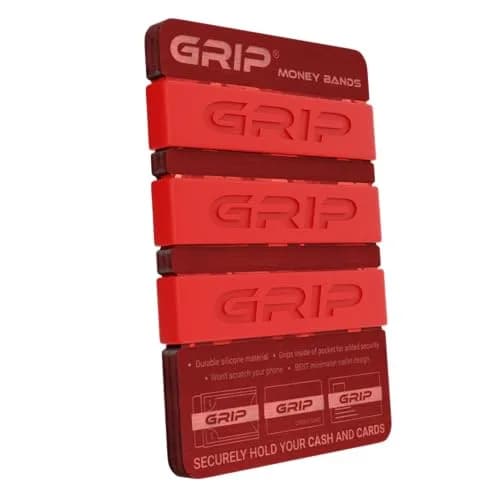 Grip Money Bands (Pack of 3) - Blood Red - Premium Silicone Band for Cash & Cards | Slim & Durable Design thumbnail 2
