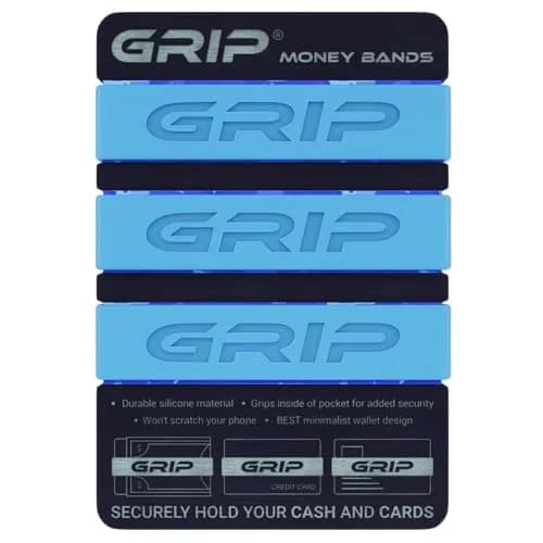Grip Money Bands (Pack of 3) Light Blue | Secure Cash & Cards, Slim Silicone Design thumbnail 1