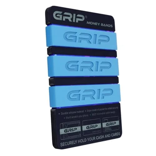 Grip Money Bands (Pack of 3) Light Blue | Secure Cash & Cards, Slim Silicone Design thumbnail 2
