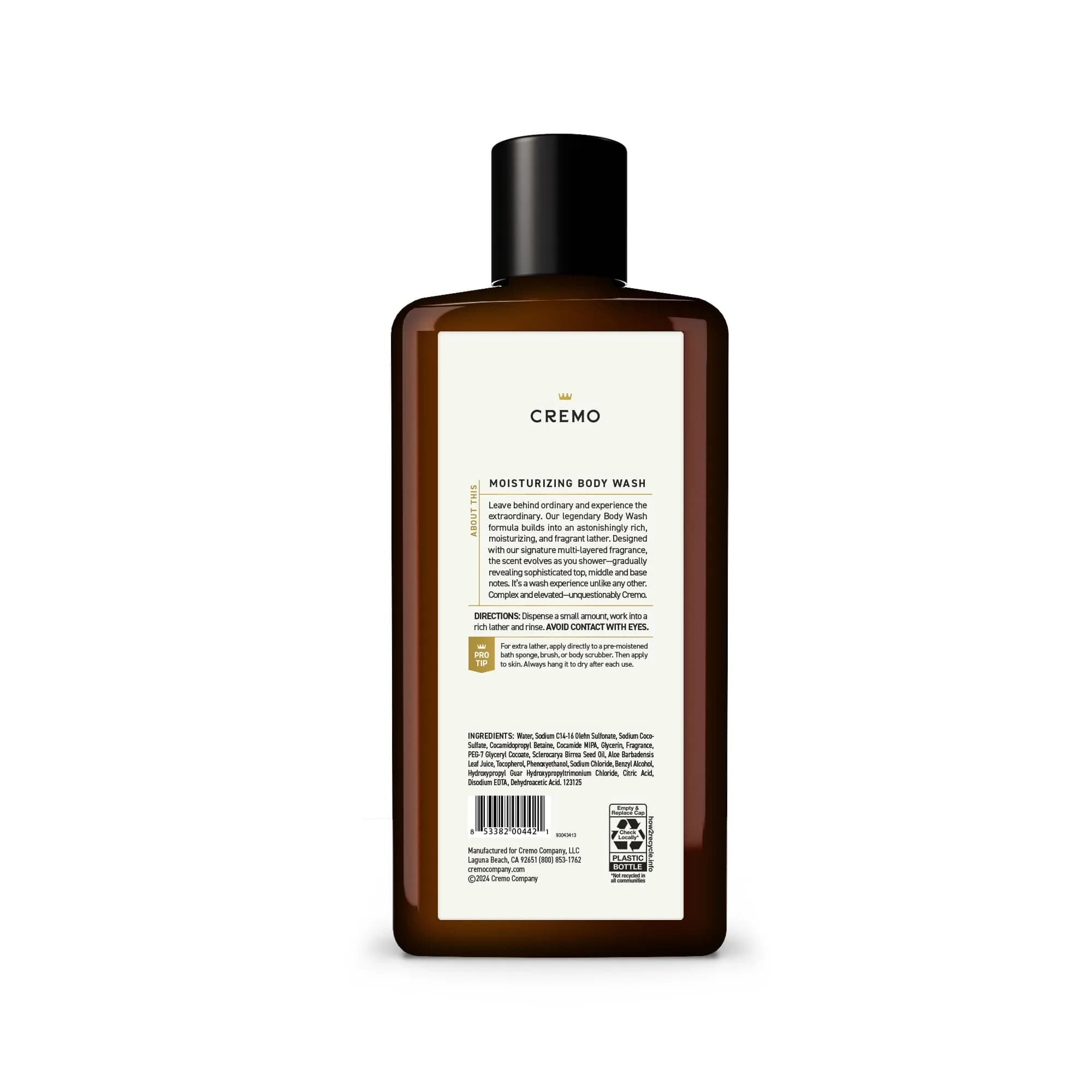 Cremo Men's Body Wash Bourbon & Oak 473ml (16 Fl Oz) | Rich Lather & Sophisticated Scent - view 4