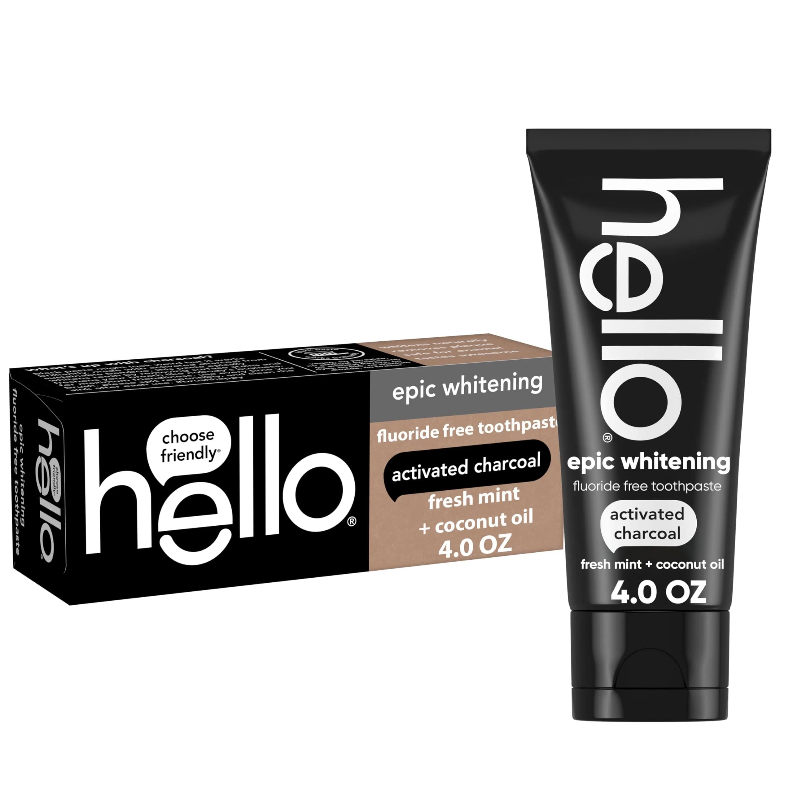 hello Epic Whitening Activated Charcoal Toothpaste 4 oz (113 g) | Fluoride-Free Whitening & Plaque Removal - main product image