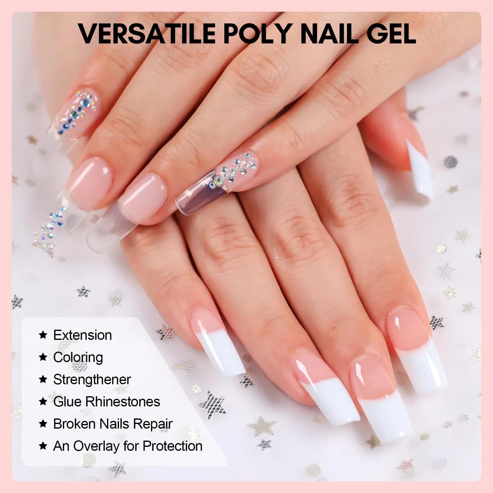 Makartt Hema-Free Poly Nail Gel Kit 6 Pcs Clear Pink White Colors | Long-Lasting Hard Gel for Nails - view 6