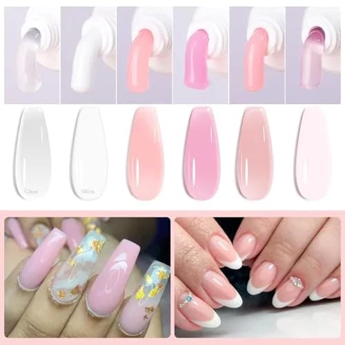 Makartt Hema-Free Poly Nail Gel Kit 6 Pcs Clear Pink White Colors | Long-Lasting Hard Gel for Nails thumbnail 2