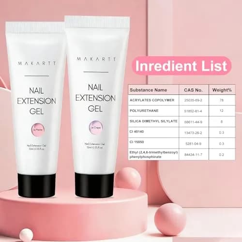 Makartt Hema-Free Poly Nail Gel Kit 6 Pcs Clear Pink White Colors | Long-Lasting Hard Gel for Nails thumbnail 3