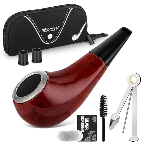 Scotte Shiny Pipe Small Pipe | Compact Resin Tobacco Pipe in Red (3 Inch) thumbnail 1