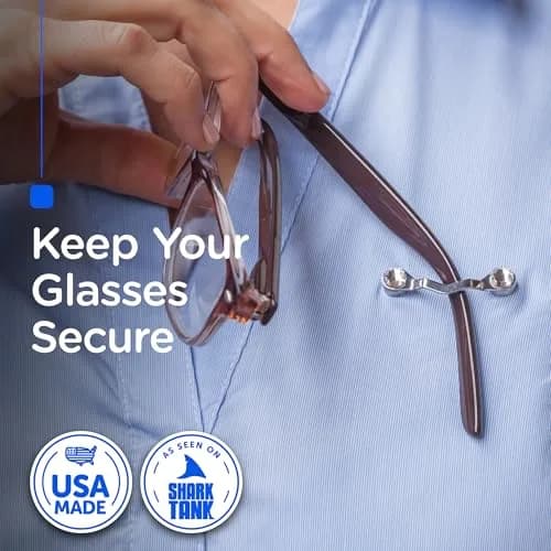 Readerest Magnetic Eyeglass Holder 2 Pack | Stainless Steel Clip for Badges & Sunglasses thumbnail 2