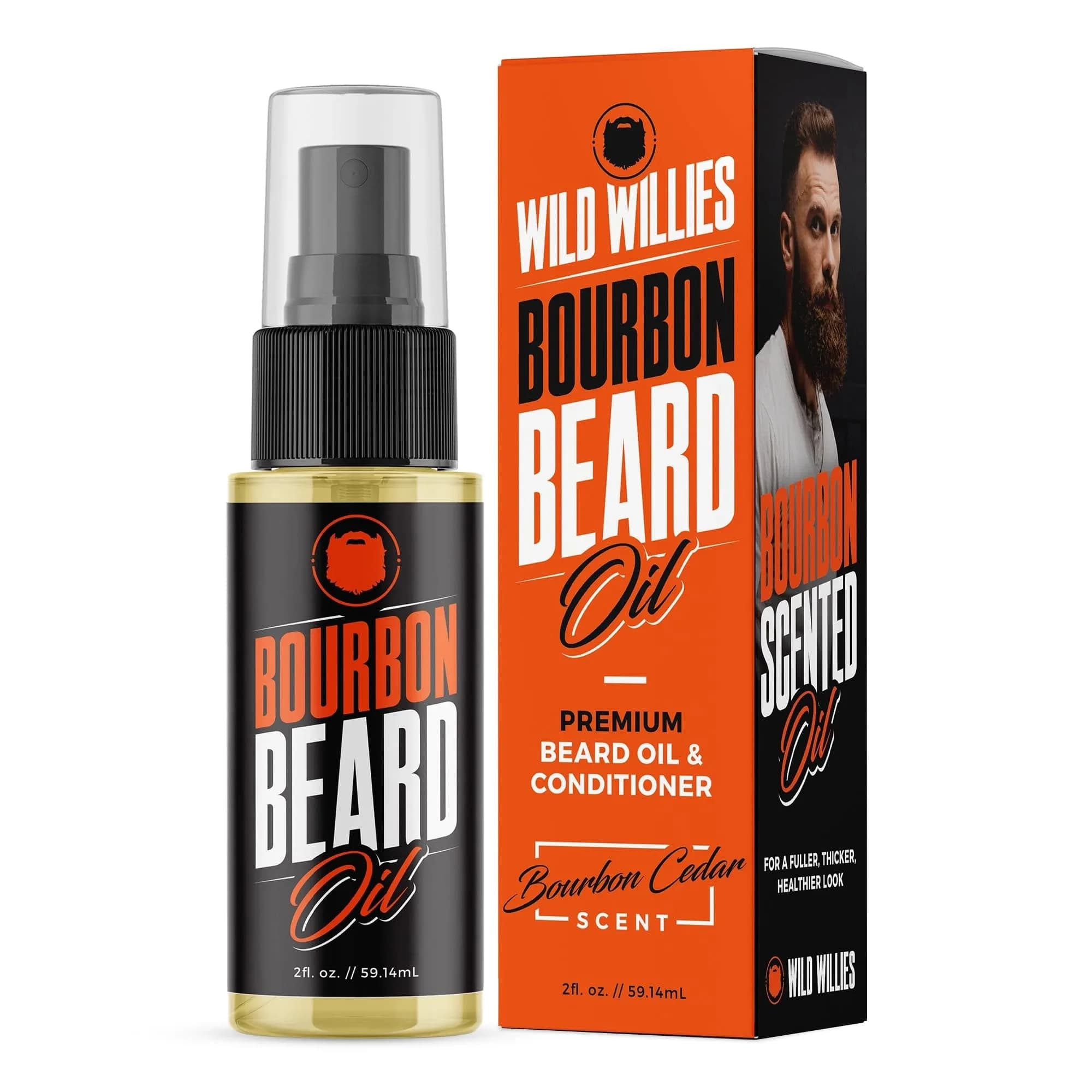 Wild Willies Premium Beard Oil & Conditioner (Bourbon Cedar) - Natural, Organic Ingredients & Essential Oils for Beard Growth & Softening (60-120 chars)