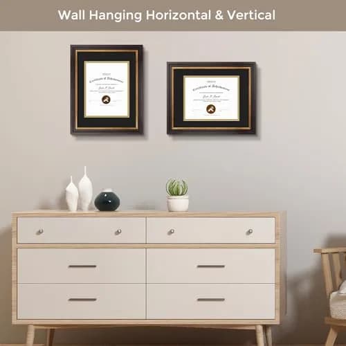 Golden State Art 11x14 Frame Black Over Gold Double Mat for 8x10 Diploma | Classic Wall Display with Real Glass thumbnail 4