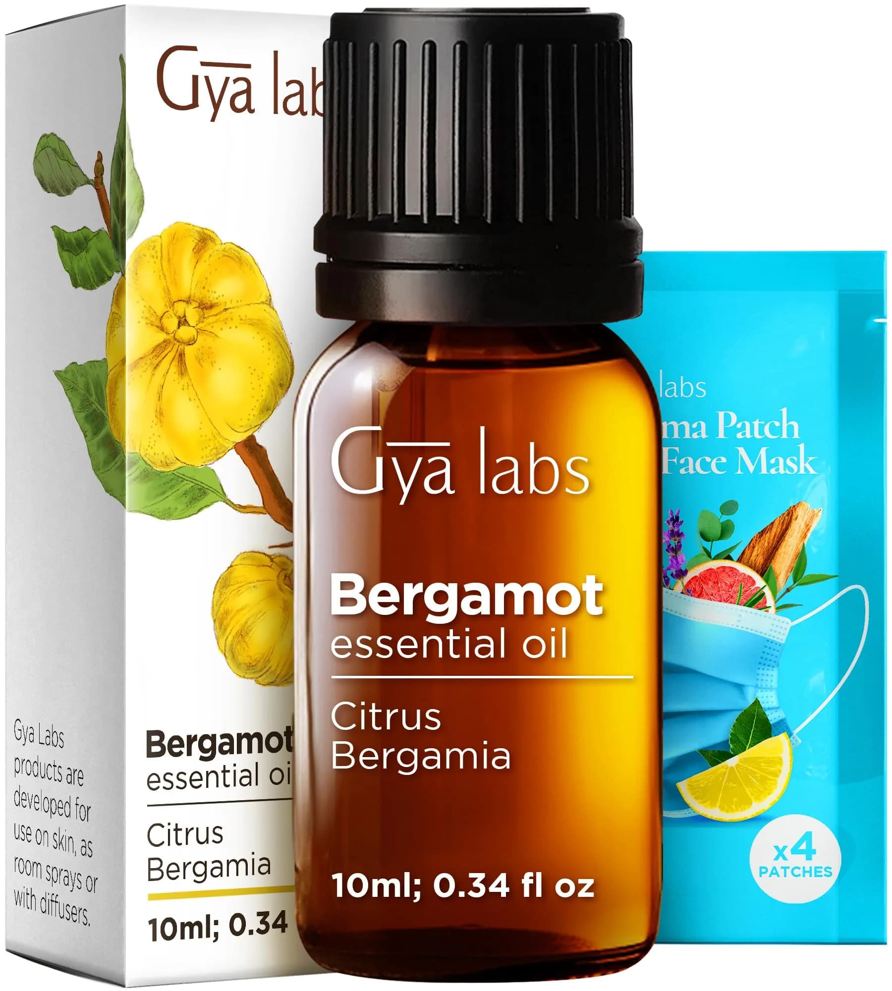 Gya Labs Bergamot Essential Oil for Diffuser, Skin & Candle Making, 0.34 Fl Oz (10ml) | Pure Cold-Pressed Italian Scent