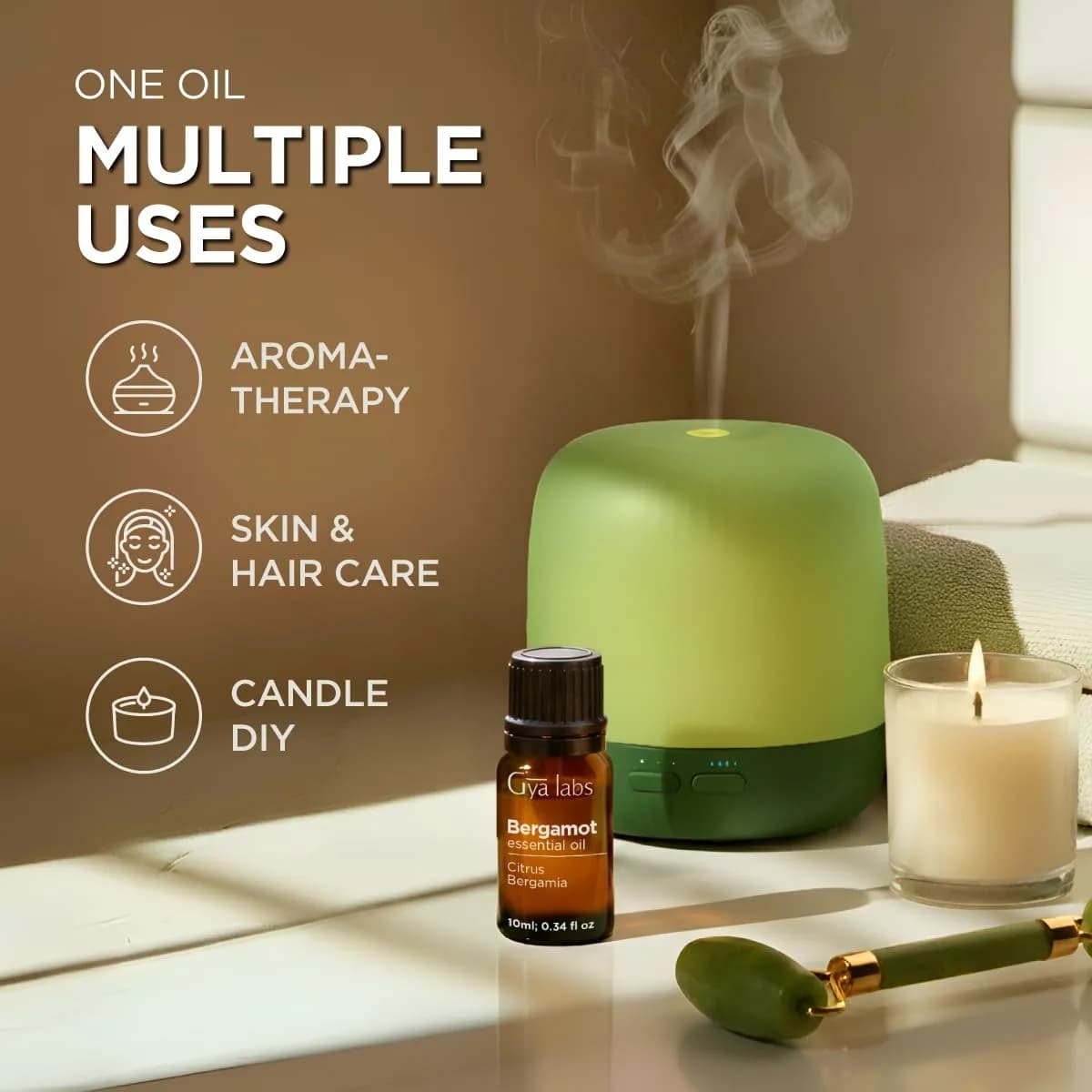 Gya Labs Bergamot Essential Oil 10ml (0.34 Fl Oz) | Pure Citrus Aroma for Diffuser & Skin - view 5
