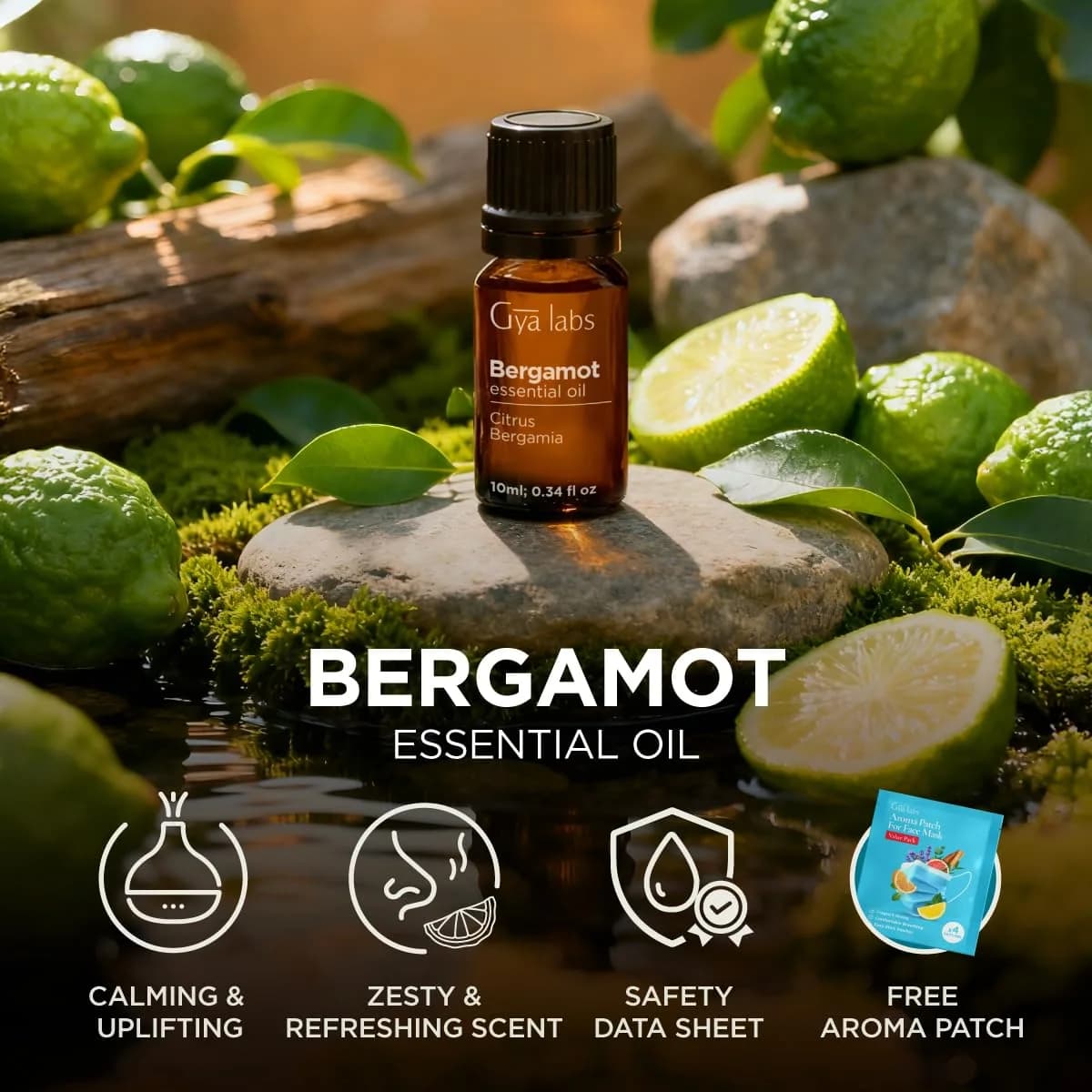 Gya Labs Bergamot Essential Oil 10ml (0.34 Fl Oz) | Pure Citrus Aroma for Diffuser & Skin - view 6
