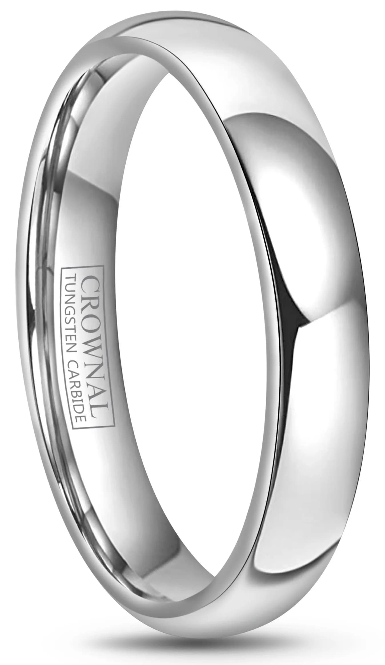 CROWNAL Tungsten Wedding Band Ring Men Women 8mm Comfort Fit Size 8 | Scratch-Proof, Polished Dome