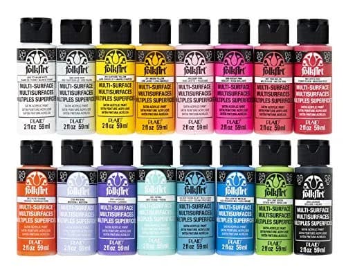 FolkArt Multi Surface Acrylic Craft Paint Set 16 pcs | Bright Colors, Non-Toxic, 2 Fl Oz Each thumbnail 1