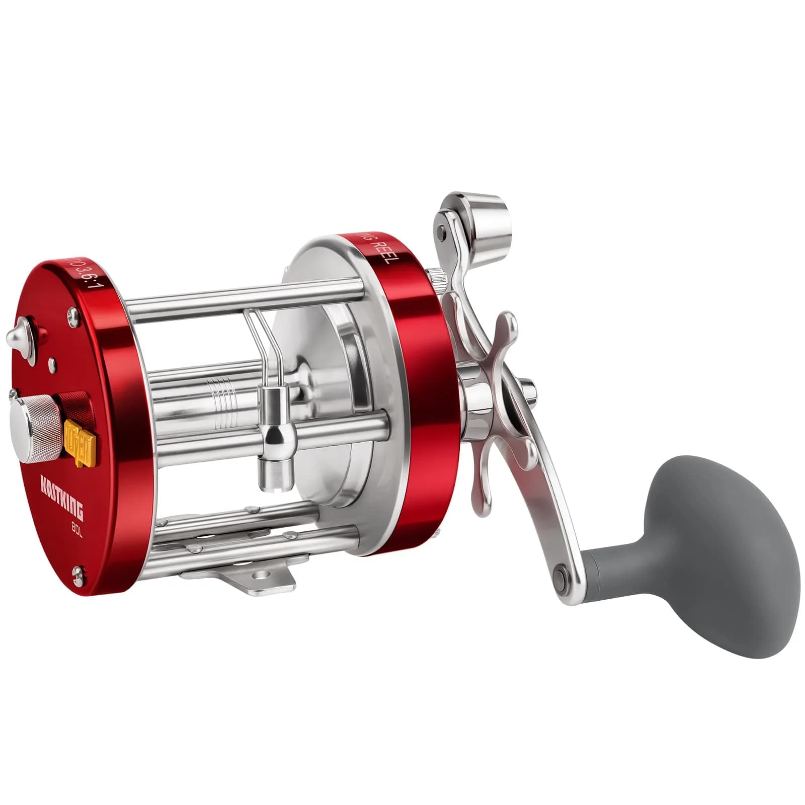 KastKing Rover Round Baitcasting Reel, 90 Size, Left, Red | Power & Durability for Freshwater & Saltwater