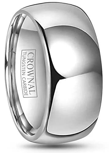 CROWNAL Tungsten Wedding Band Ring Men Women Plain Dome Polished Size 3 To 17 (10mm,10) | Comfort Fit thumbnail 1