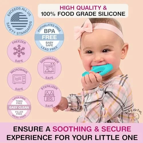 Baby Elefun Baby Teething Rings 0-6 Months | 5X Pain Relief, Non-Toxic Silicone, Portable & Safe thumbnail 4
