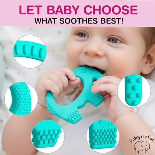 Baby Elefun Baby Teething Rings 0-6 Months | 5X Pain Relief, Non-Toxic Silicone, Portable & Safe thumbnail 2