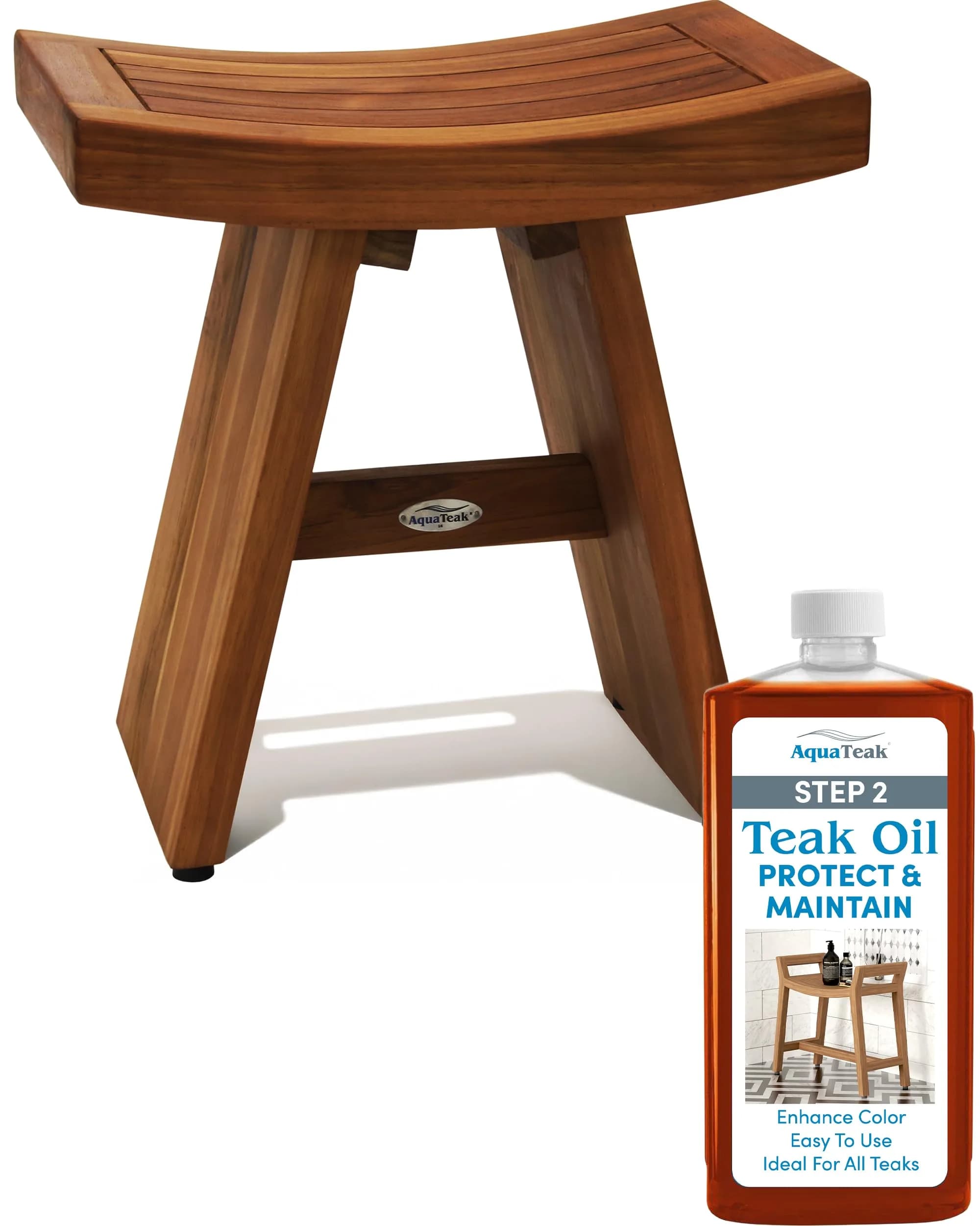 AquaTeak Asia 18" Teak Shower Bench | Durable Water-Resistant Bathroom Seating