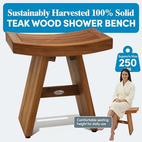 AquaTeak Asia 18" Teak Shower Bench | Durable Water-Resistant Bathroom Seating thumbnail 4