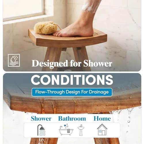 AquaTeak Asia 18" Teak Shower Bench | Durable Water-Resistant Bathroom Seating thumbnail 5