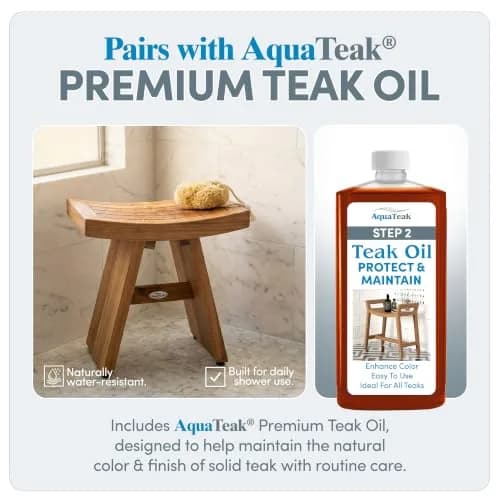 AquaTeak Asia 18" Teak Shower Bench | Durable Water-Resistant Bathroom Seating thumbnail 2