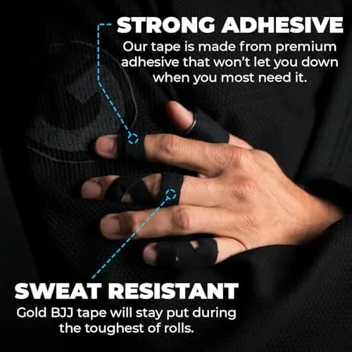 Gold BJJ Jiu Jitsu Tape - Strong Athletic Finger Tape, ½" x 30' | Protect Fingers & Toes in MMA, Wrestling, Rock Climbing thumbnail 3