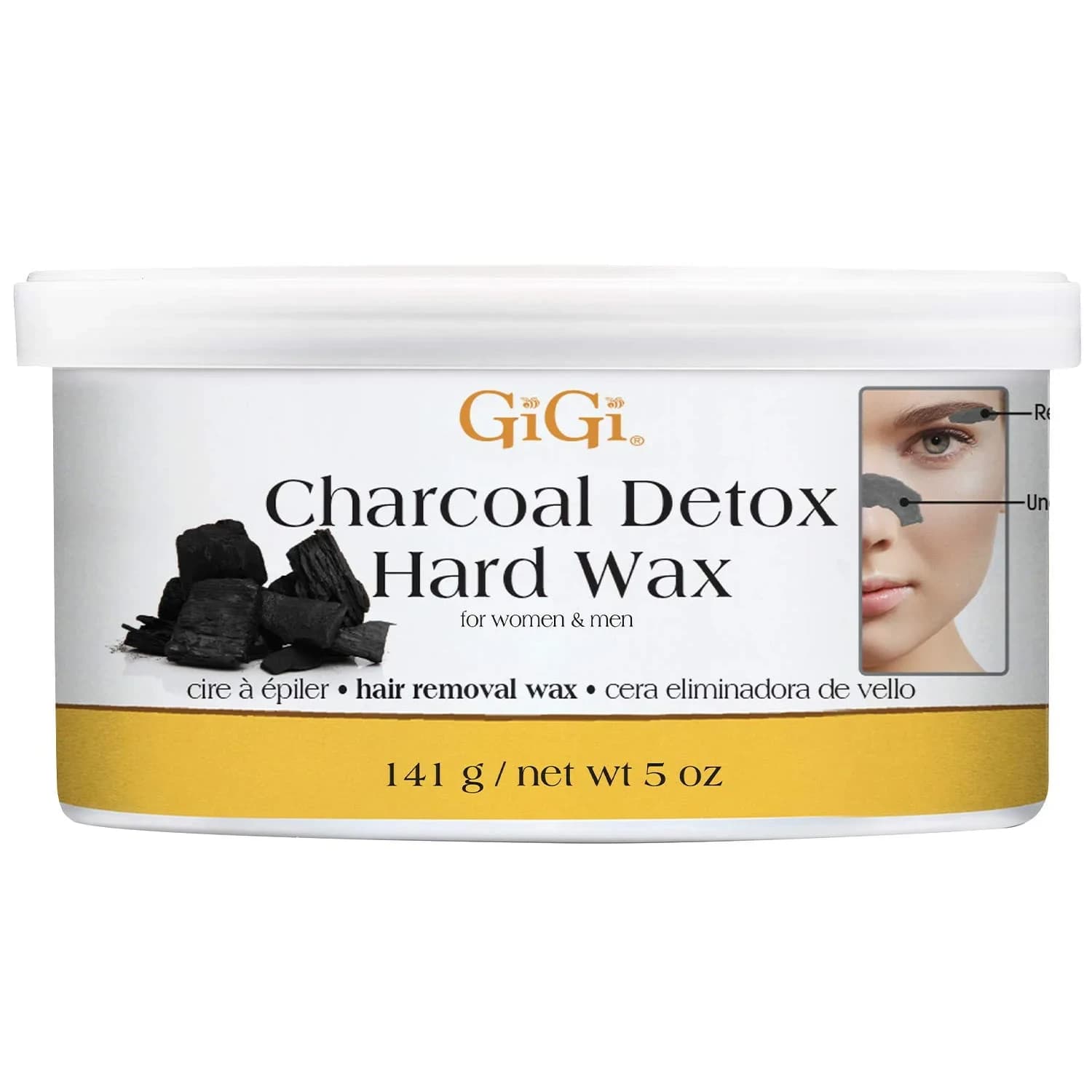 GiGi Charcoal Detox Hard Wax for Face & Body, 142g (5 oz) | Gentle Hair Removal for Sensitive Skin - main product image