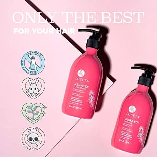 L LUSETA Keratin Shampoo & Conditioner Set 16.9 Fl Oz (2 Pack) | Color Safe for Damaged & Fine Hair thumbnail 4