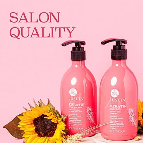 L LUSETA Keratin Shampoo & Conditioner Set 16.9 Fl Oz (2 Pack) | Color Safe for Damaged & Fine Hair thumbnail 5