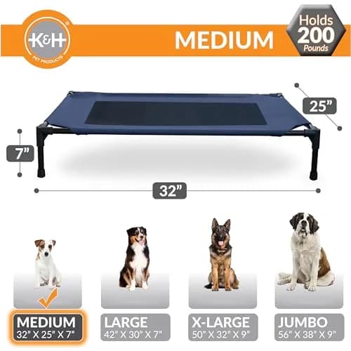 K&H Outdoor Elevated Dog Bed Cooling Raised Pet Cot 81cm x 64cm (32" x 25") | Breathable Mesh Center for All-Season Comfort thumbnail 3