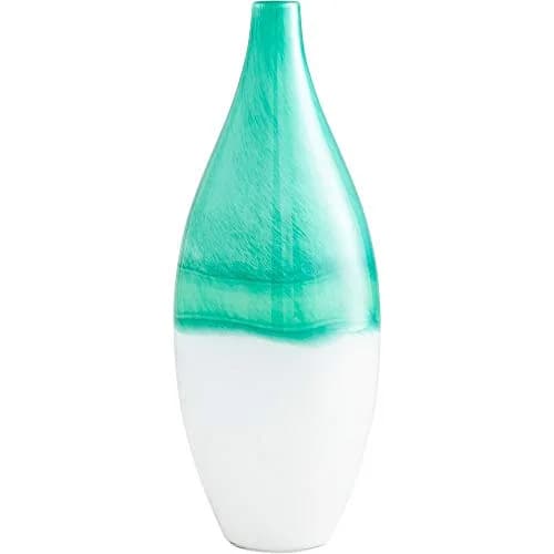 Cyan Design Extra Large Iced Marble Vase,Turquoise / White | Modern Decor Accent thumbnail 2