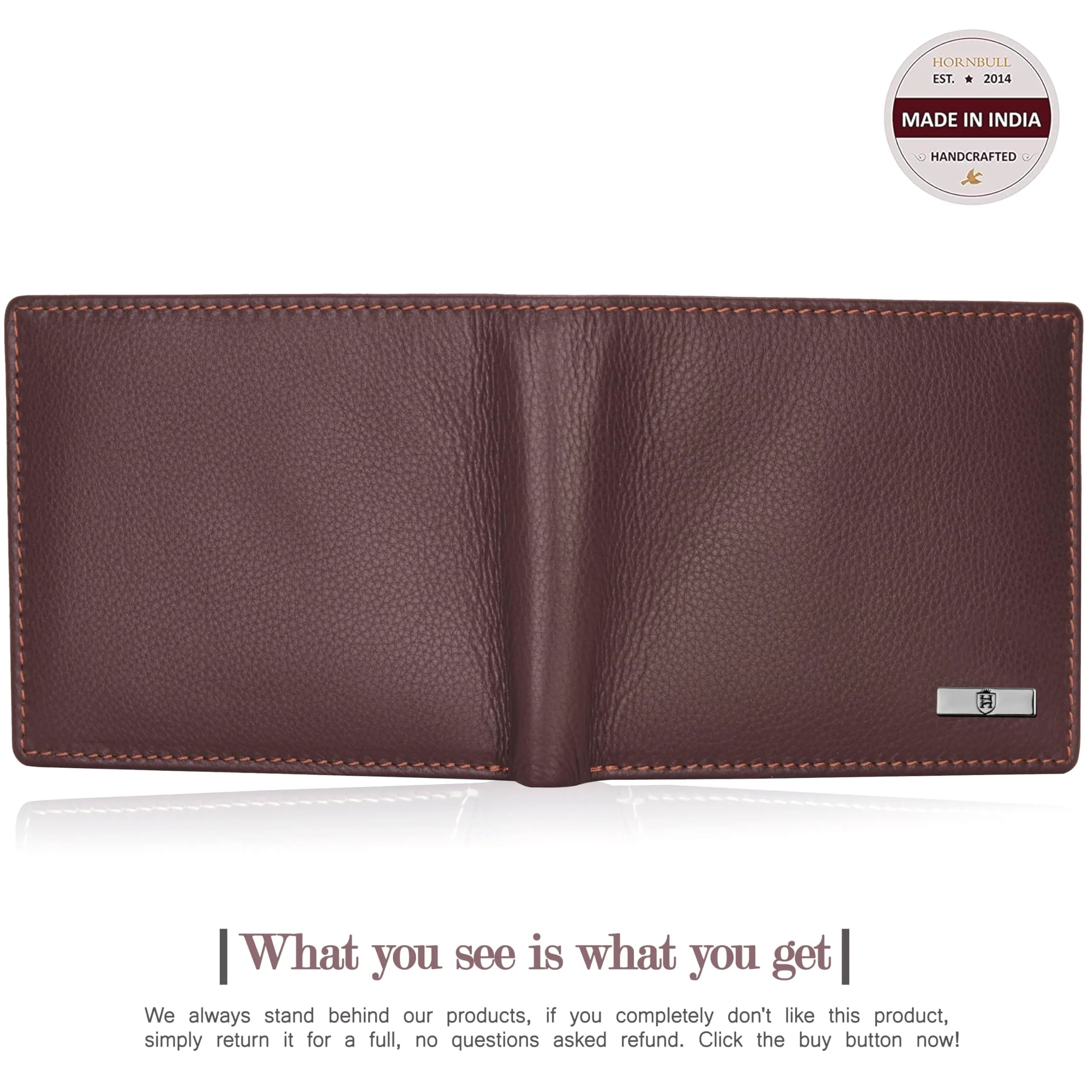 HORNBULL Brown Genuine Leather Bifold Wallet & Belt Combo for Men | 11.4cm x 9.4cm x 1.3cm (4.5in x 3.7in x 0.5in) - view 7
