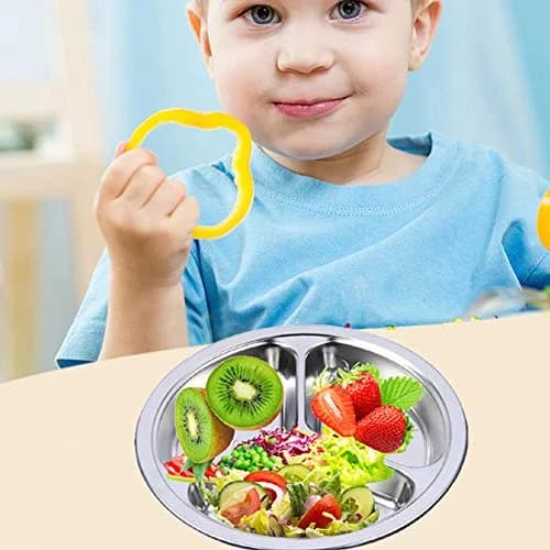 AIYoo Stainless Steel Divided Plates 2 Pack 24 cm (9.5 Inch) | Portion Control Plates for Adults thumbnail 4