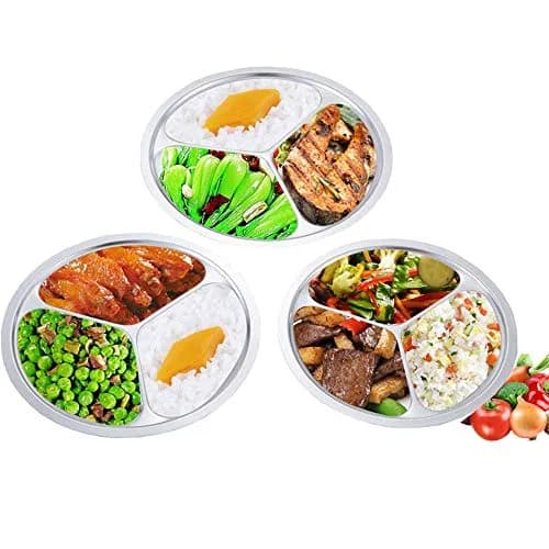 AIYoo Stainless Steel Divided Plates 2 Pack 24 cm (9.5 Inch) | Portion Control Plates for Adults thumbnail 6