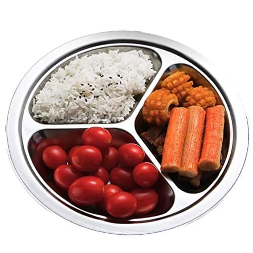 AIYoo Stainless Steel Divided Plates 2 Pack 24 cm (9.5 Inch) | Portion Control Plates for Adults thumbnail 7