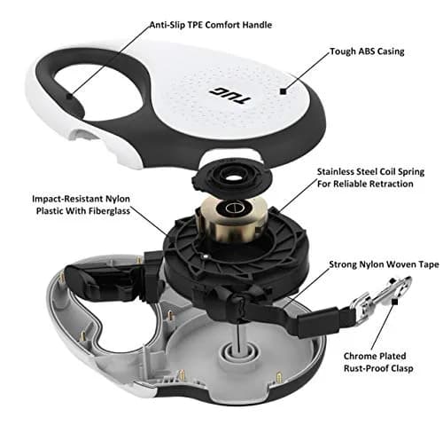 TUG Original Retractable Dog Leash, 5m (16 ft) Medium White | Tangle-Free 360° Retraction for Dogs Under 55 lbs thumbnail 6