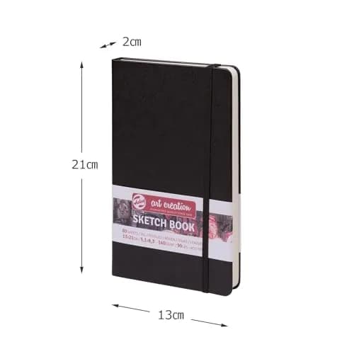 Talens Art Creation Sketchbook Black 13cm x 21cm (5.1 x 8.3 in) | 80 Sheets Acid-Free Cream Paper thumbnail 3