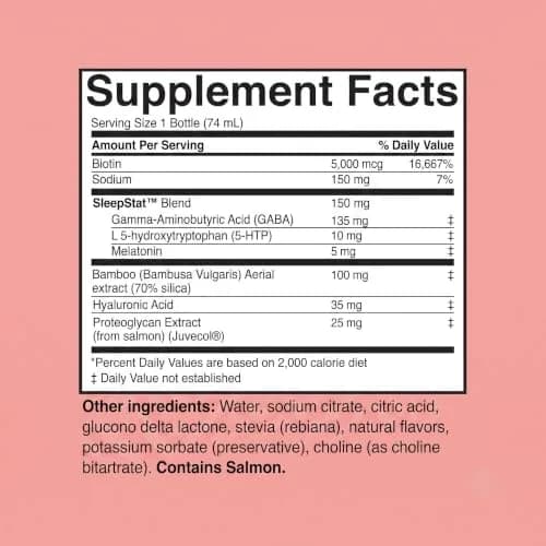 Dream Water Beauty Sleep Aid Drink Supplement; Melatonin 5mg, GABA, 5-HTP, Plus Biotin for Healthy Skin, Hair and Nails; 2.5 oz Liquid Sleep Shots, Zen Tonic 12-Count | Supports Restful Sleep & Skin thumbnail 4