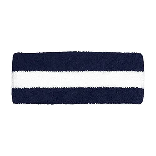 Armycrew Stretchy Stripe Sports Headband Navy White 5cm (2 inches) | Sweat-Wicking for Tennis & Indoor Sports thumbnail 1