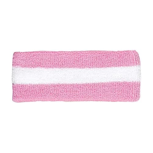 Armycrew Pink White Stripe Sports Headband 5cm (2in) | Sweat-Wicking Terry Cloth for Tennis thumbnail 1