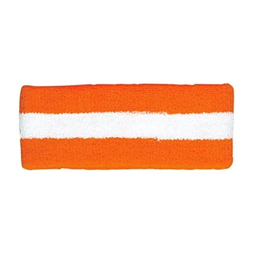 Armycrew Orange White Cotton Terry Cloth Stretchy Sports Headband | Sweat-Wicking for Tennis & Outdoor Sports thumbnail 1