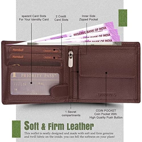 HORNBULL Men's Leather Wallet and Belt Combo Gift Set | Brown, Bi-Fold Wallet with Adjustable Belt | 2-Piece Set thumbnail 4