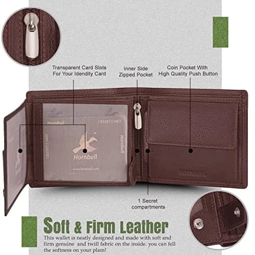 HORNBULL Men's Leather Wallet and Belt Combo Gift Set | Brown, Bi-Fold Wallet with Adjustable Belt | 2-Piece Set thumbnail 5