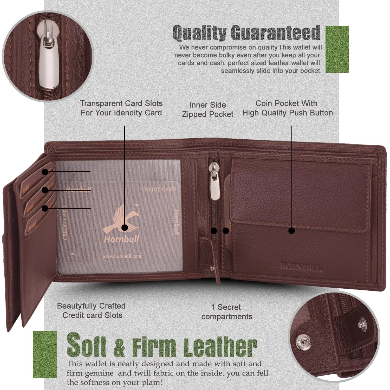 HORNBULL Men's Leather Wallet and Belt Combo Gift Set | Brown, Bi-Fold Wallet with Adjustable Belt | 2-Piece Set - view 6