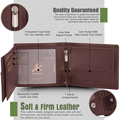 HORNBULL Men's Leather Wallet and Belt Combo Gift Set | Brown, Bi-Fold Wallet with Adjustable Belt | 2-Piece Set thumbnail 6