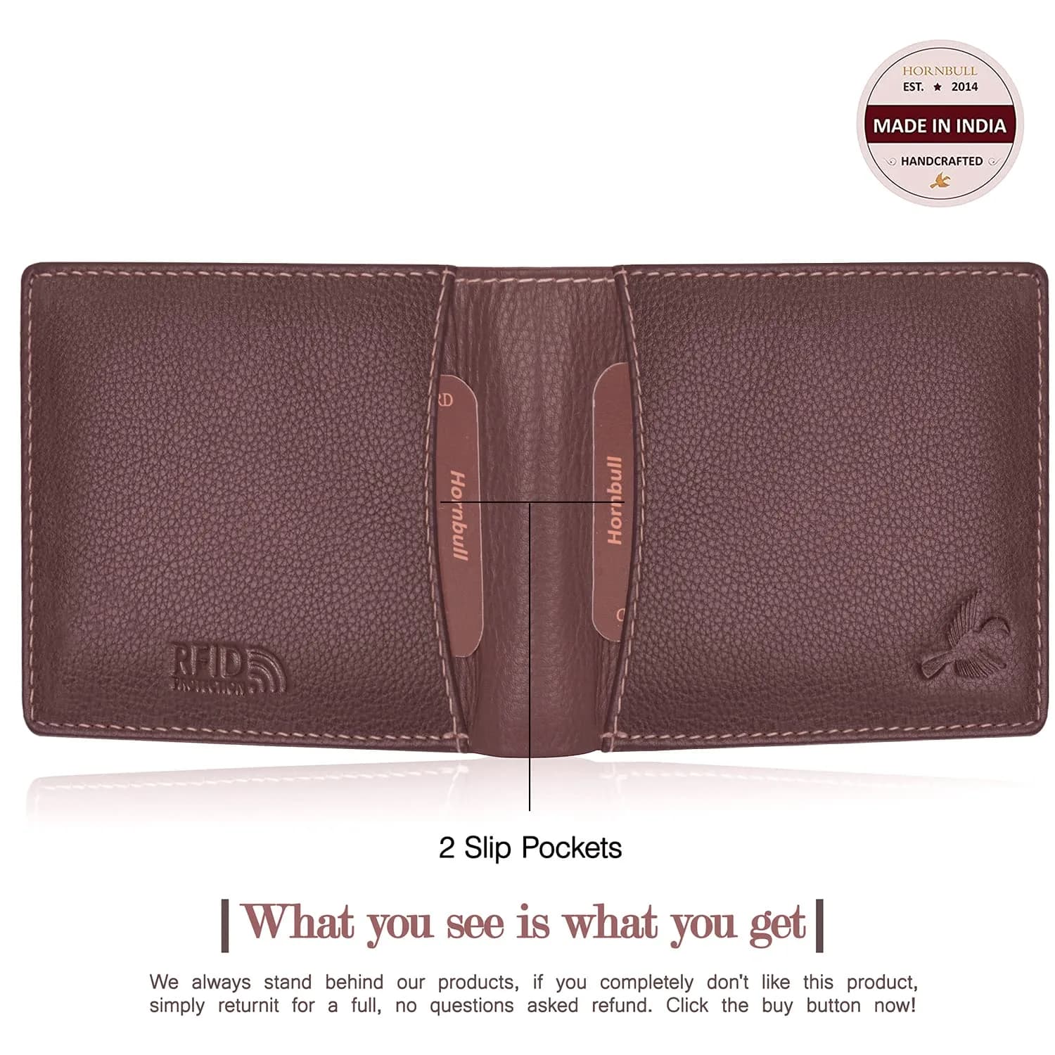 HORNBULL Men's Leather Wallet and Belt Combo Gift Set | Brown, Bi-Fold Wallet with Adjustable Belt | 2-Piece Set - view 7