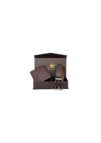 HORNBULL Men's Leather Wallet and Belt Combo Gift Set | Brown, Bi-Fold Wallet with Adjustable Belt | 2-Piece Set thumbnail 1
