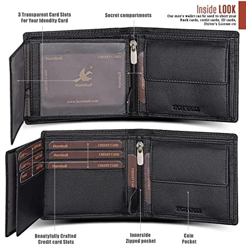 HORNBULL Men's Leather Bifold Wallet and Belt Combo Gift Set | Black | 114mm x 13mm x 94mm thumbnail 5
